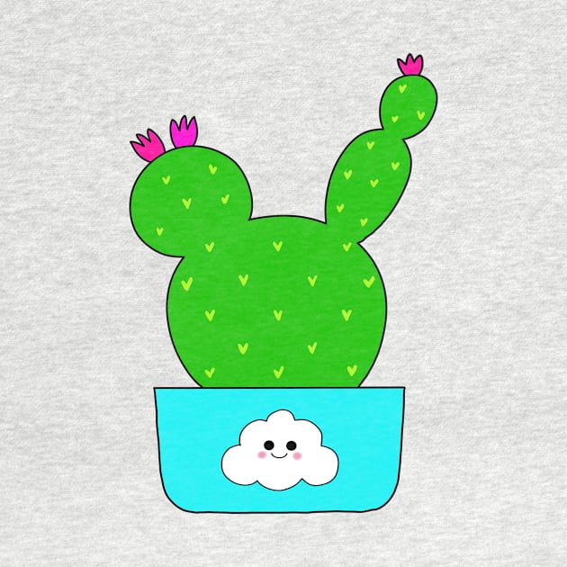 Cute Cactus Design #132: Cute Cactus With Flowers In Cloud 9 Pot by DreamCactus